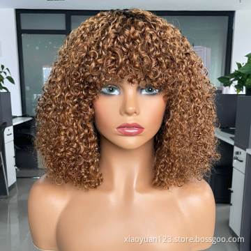 Mayqueen Factory Wholesale Glueless Perruque Pixie Cut Jerry Curl Short Wig 100% Virgin Human Hair no Lace Wigs For Black Women